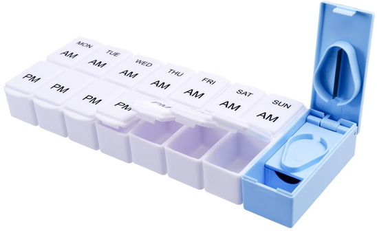 Detachable 7-Day AM/PM Pill Organizer with Pill Cutter